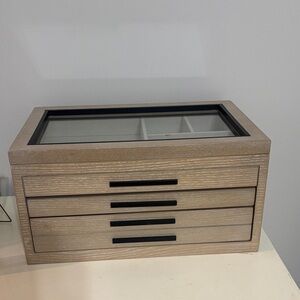 Pottery Barn Beige Jewelry Organizer with Black Accents